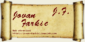 Jovan Farkić vizit kartica